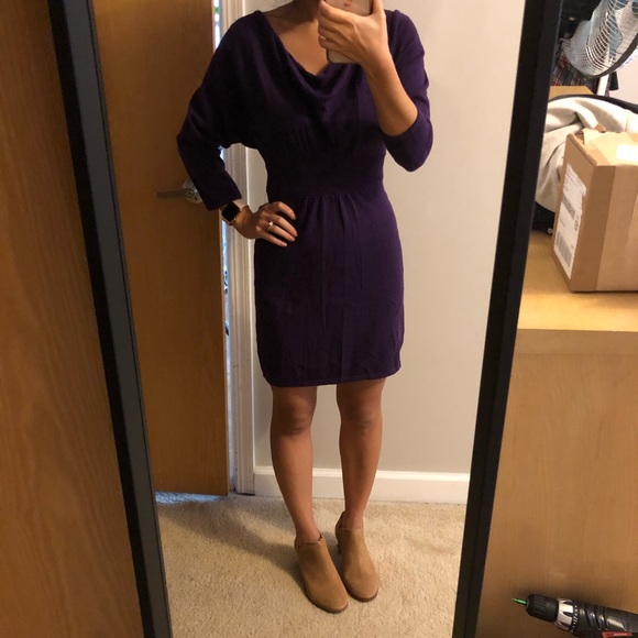 NWT Express Purple Cowlneck Sweaterdress Sz XS - Picture 2 of 6